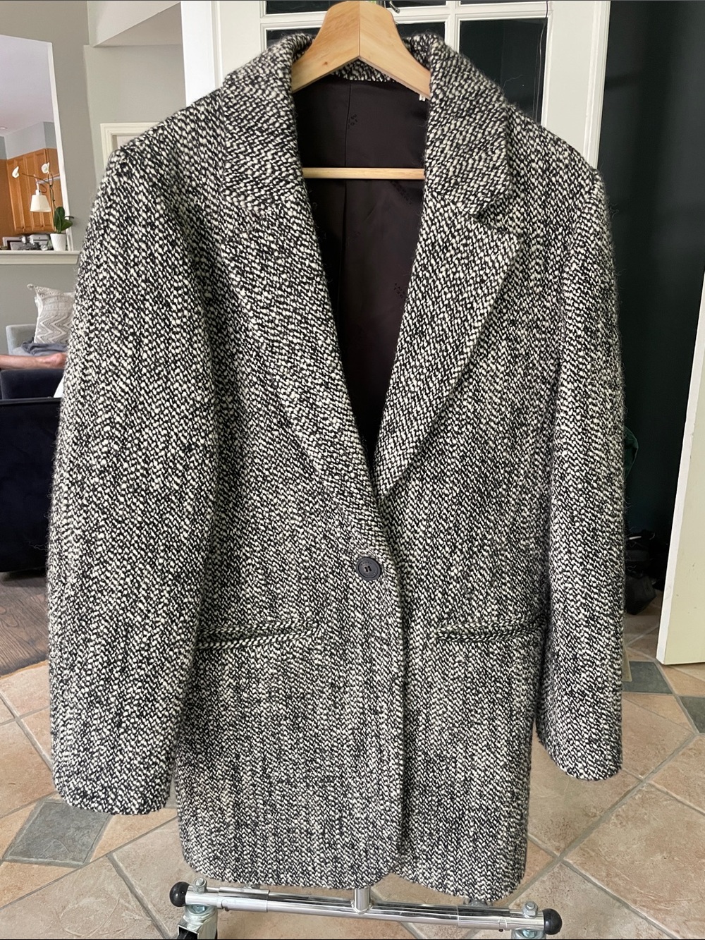 Isabel Marant Jilinka Black and White Tweed Single-Button Blazer